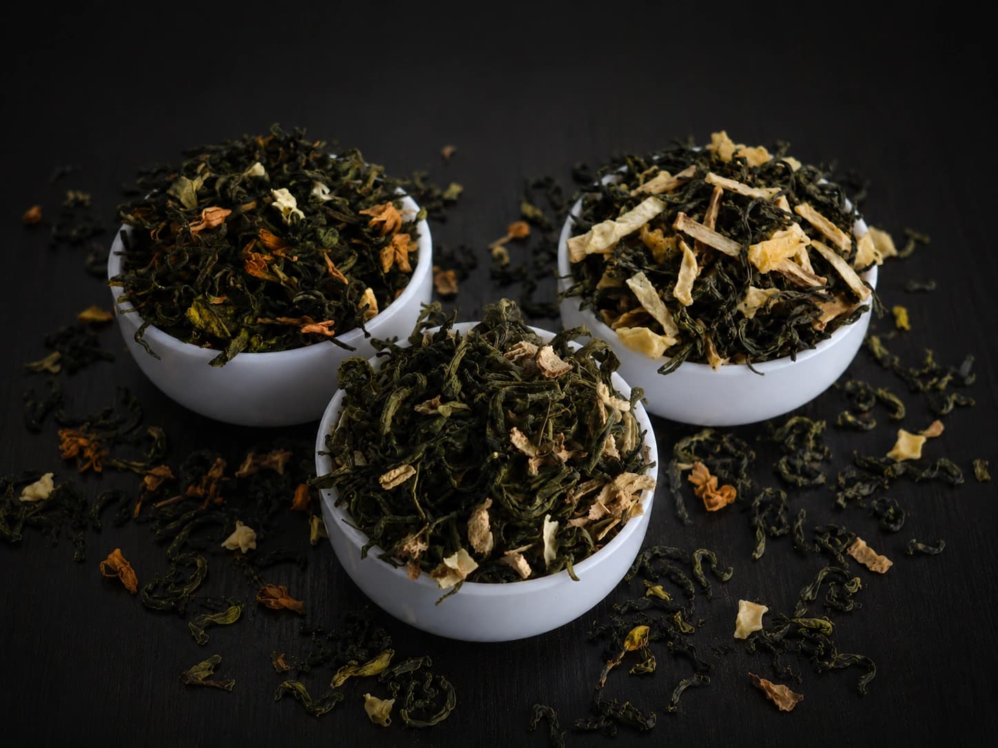 Three real blends. Pineapple, jasmine, and lemon ginger.